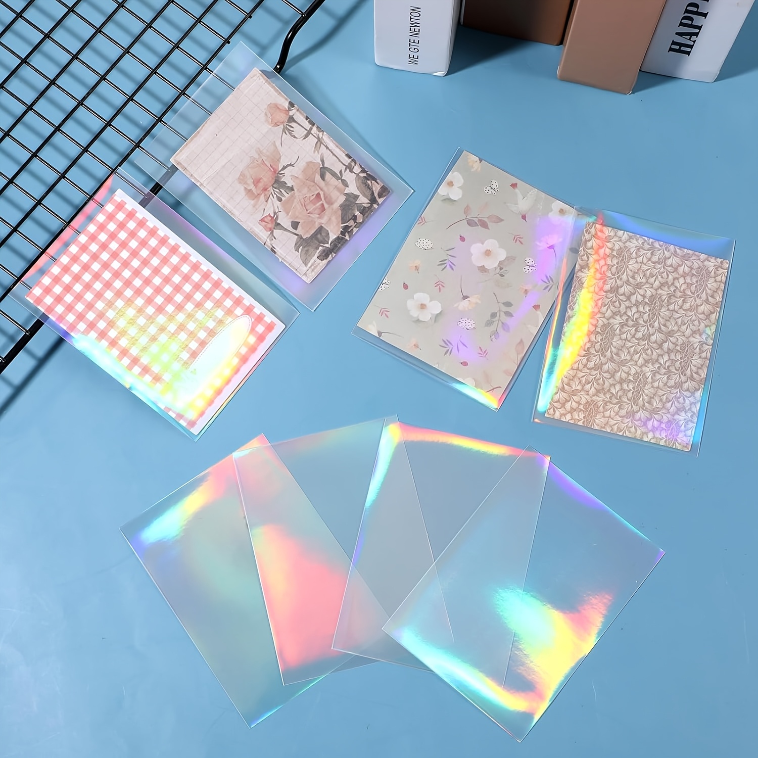 100pcs rainbow holographic card sleeves 88x61mm 3 46x2 4in - Temu Cyprus