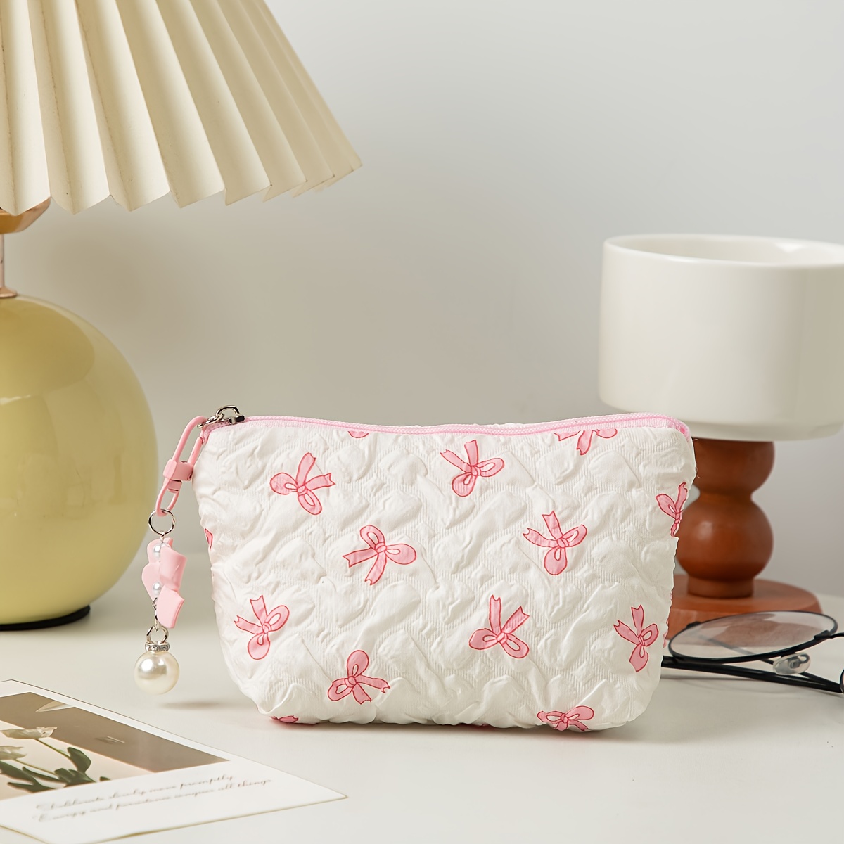 Image of Wind Bow Makeup Bag Cloth Coin Storage Bag Sanitary Napkin Storage Bag Key Bag