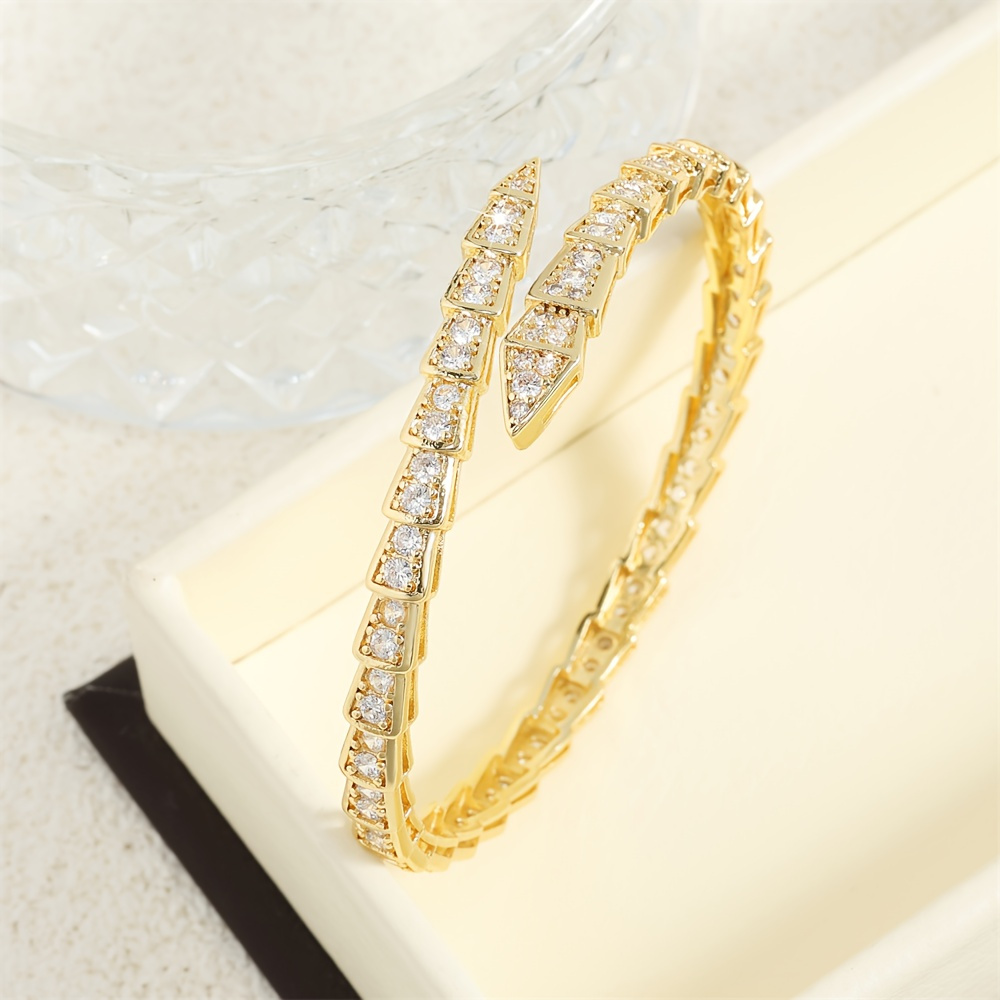 Elegant Snake Bone Cuff Bracelet with Sparkling Zirconia - Perfect for Everyday & Party Wear, Ideal Valentine's Gift details 1