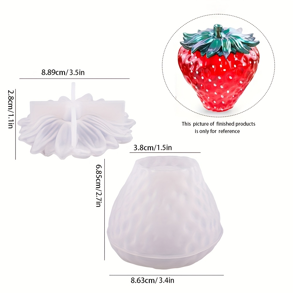 2pcs Dtoho Strawberry Silicone Molds With Lids - , Reusable Flexible Mold For Resin, Concrete, Candle Making, Diy Crafts & Home Decor, Silicone Molds For Crafts