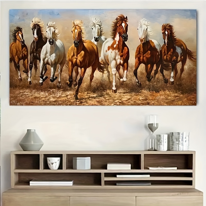 

1pc Unframed Canvas Poster, Modern Art, Running Horses Posters And Print, Ideal Gift For Bedroom Living Room Corridor, Wall Art, Wall Decor, Winter Decor, Room Decoration