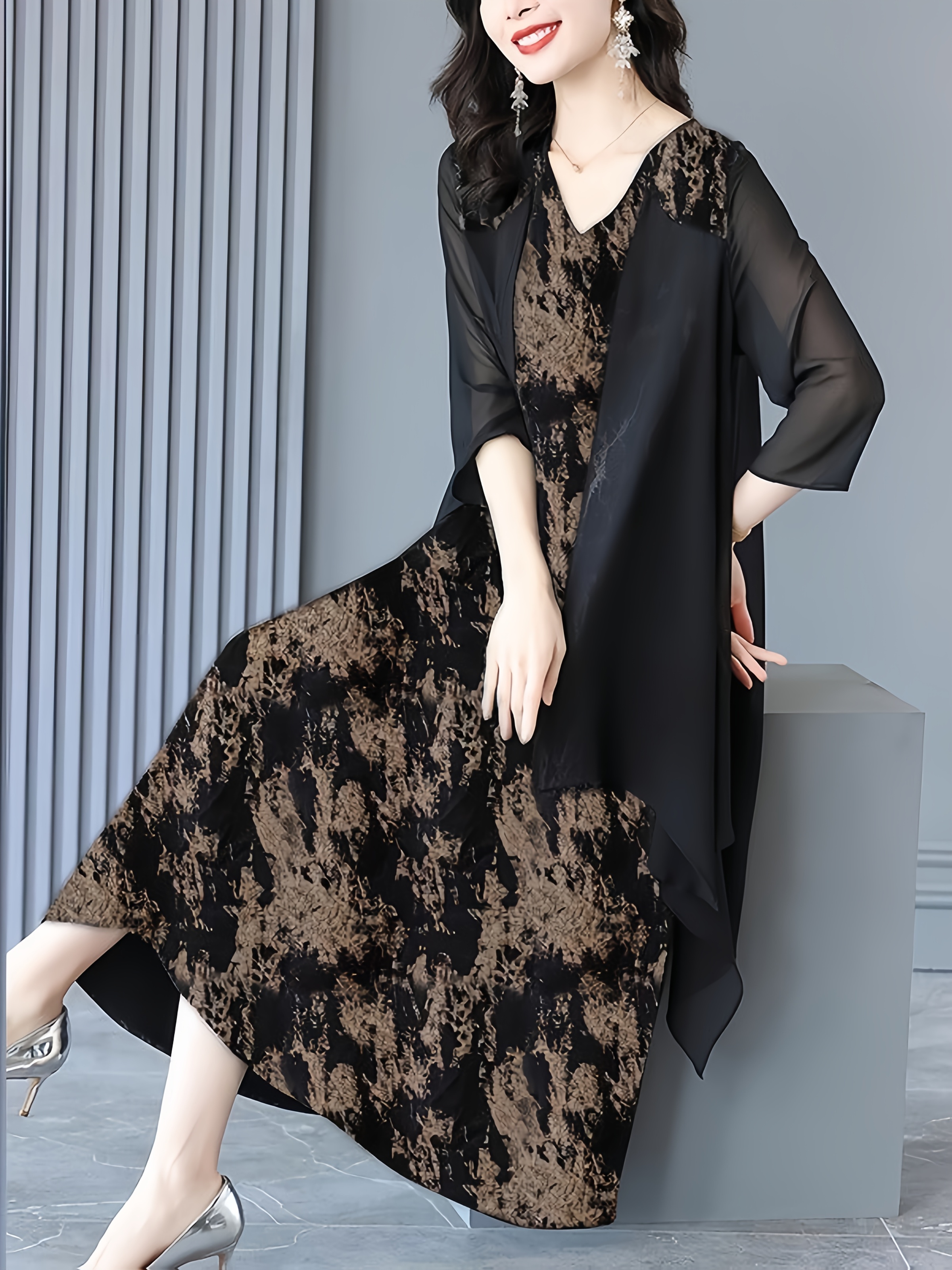 knee length dresses for ladies Chiffon beach kaftan dress for women