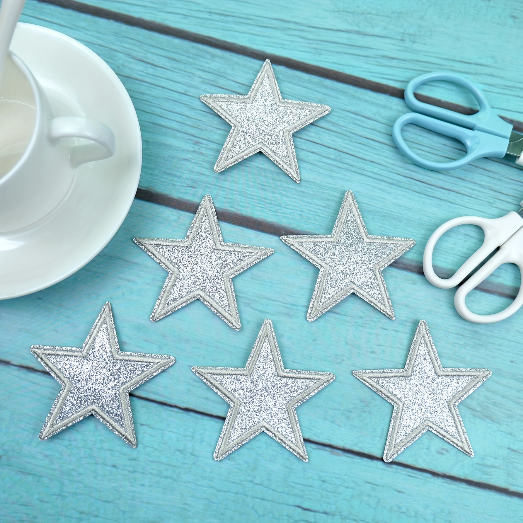 6pcss Pattern Embroidered Patches, Golden/silver 2 Colors 6pcs Set, Clothing Repair Patches