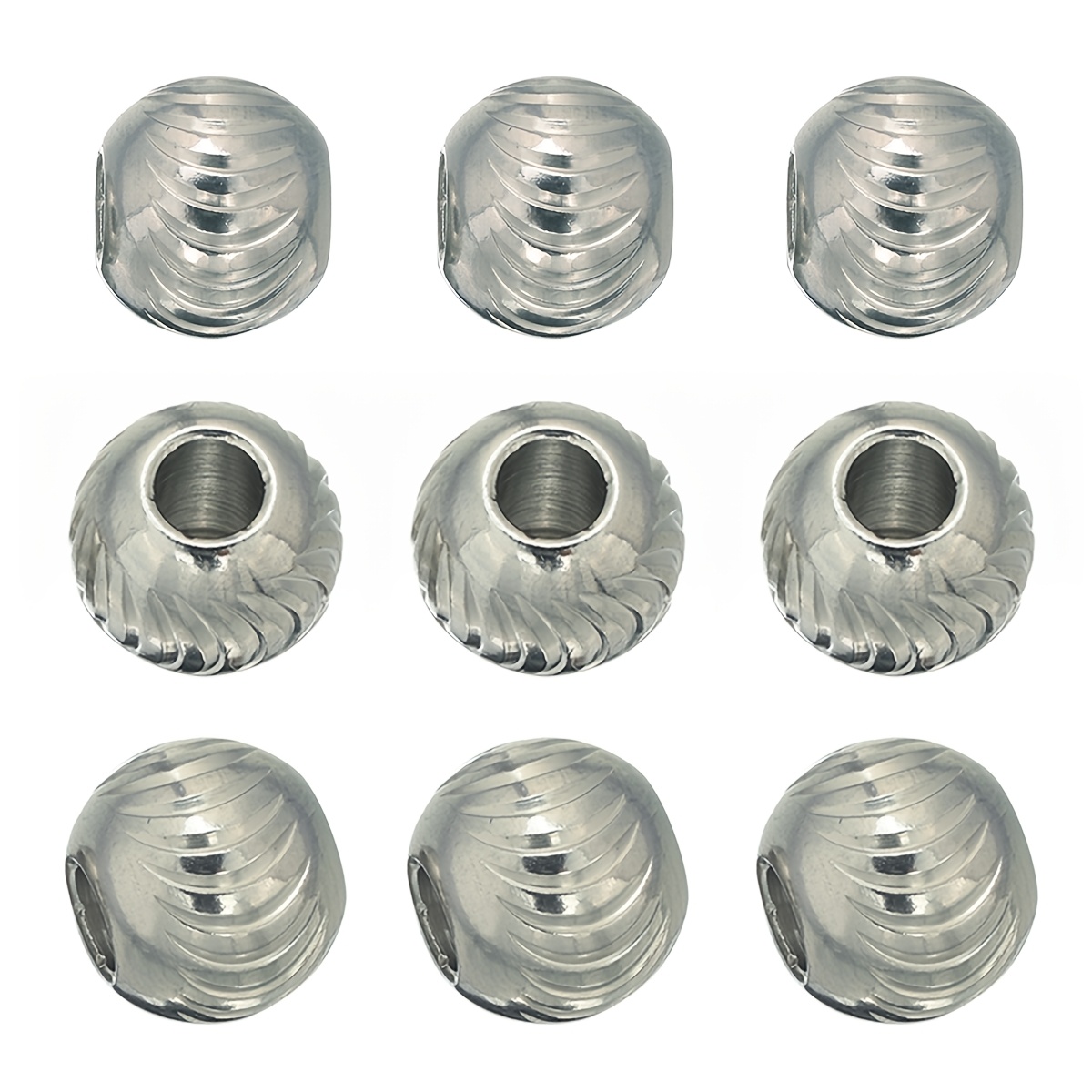 5pcs Stainless Steel Crescent Pattern Large Hole Spacer Beads