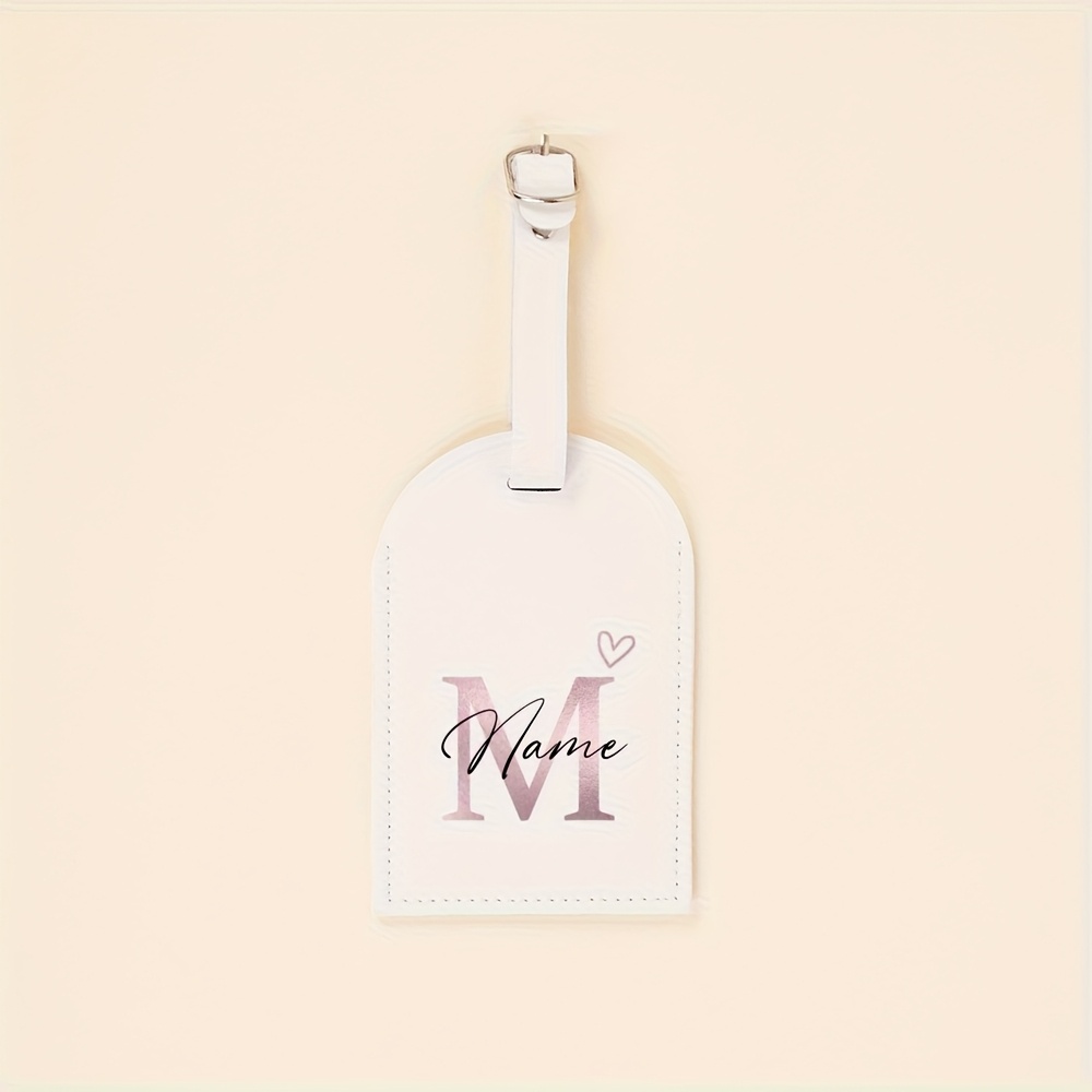 TEMU 1pc Custom Name Tag - Elegant Font Engraving Name/initials, Pu Material - Wedding, Birthday, Travel Gift - Customizable Letter (a-z) - Premium