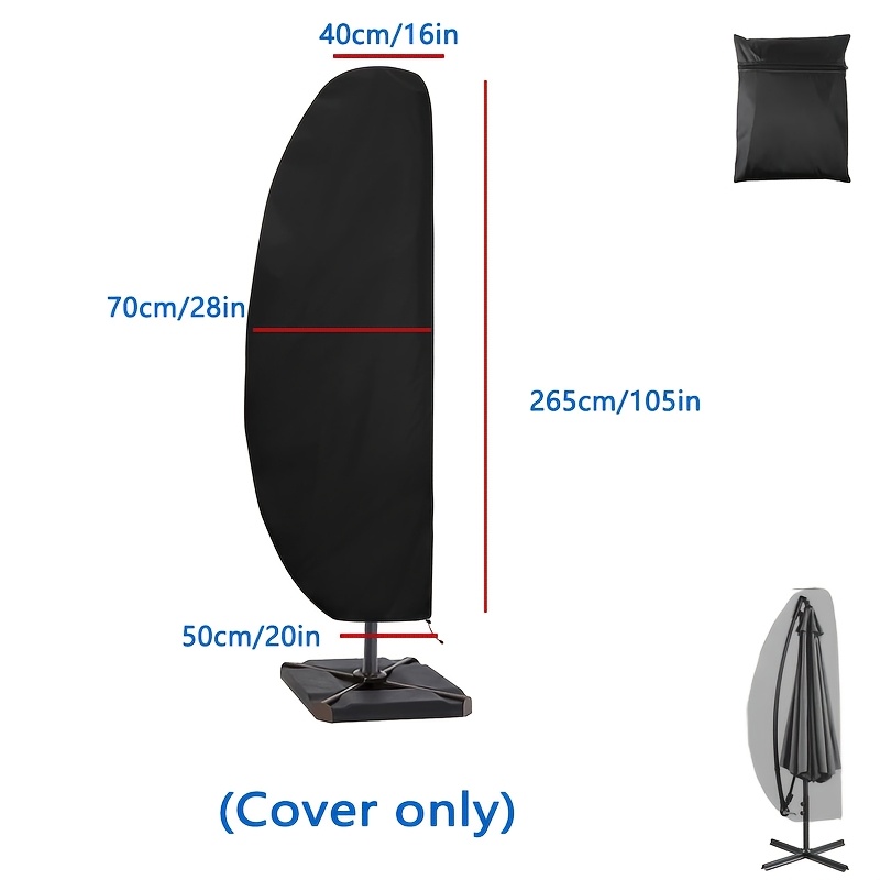 Image of 1pc Zippered Patio Umbrella Cover - Durable Oxford Fabric For 9ft-13ft Cantilever, Banana & Straight Umbrellas