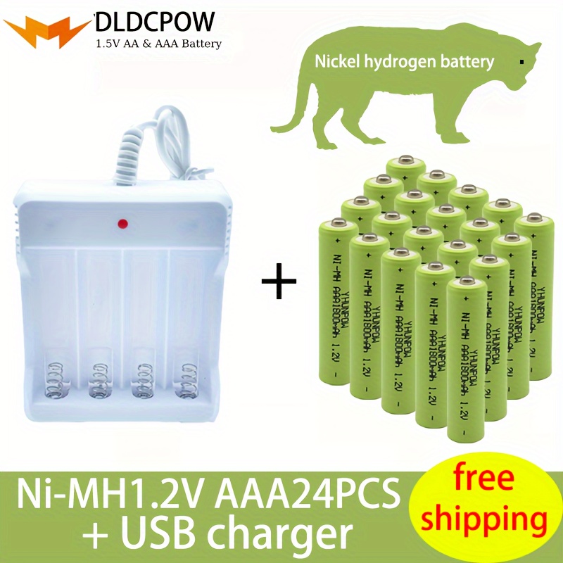 

24-pcs High-capacity Ni-mh Aaa Rechargeable Batteries 1.2v With Usb Charger, Ideal For Microphones, Mp3, Cellphones, Rc, Led Flashlights, Toys, Essential For Home Use & Dorms