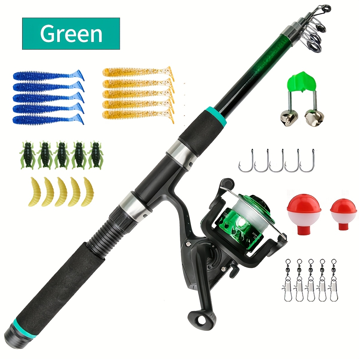 Telescopic Fishing Rod Feeder Hard Frp Portable Carp Spinning Pole Spinning Reel Baits Hooks Travel Pole Set