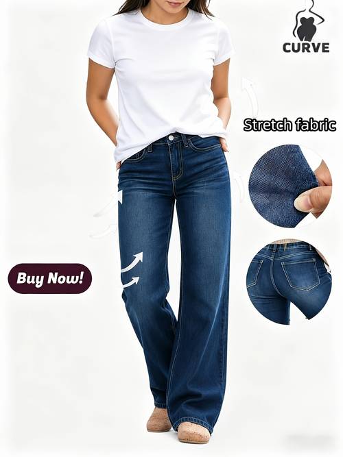 new plus size extra large size elastic washed straight leg jeans zero jeans european and size high waisted straight leg pants high fit suitable for commuting and casual wear