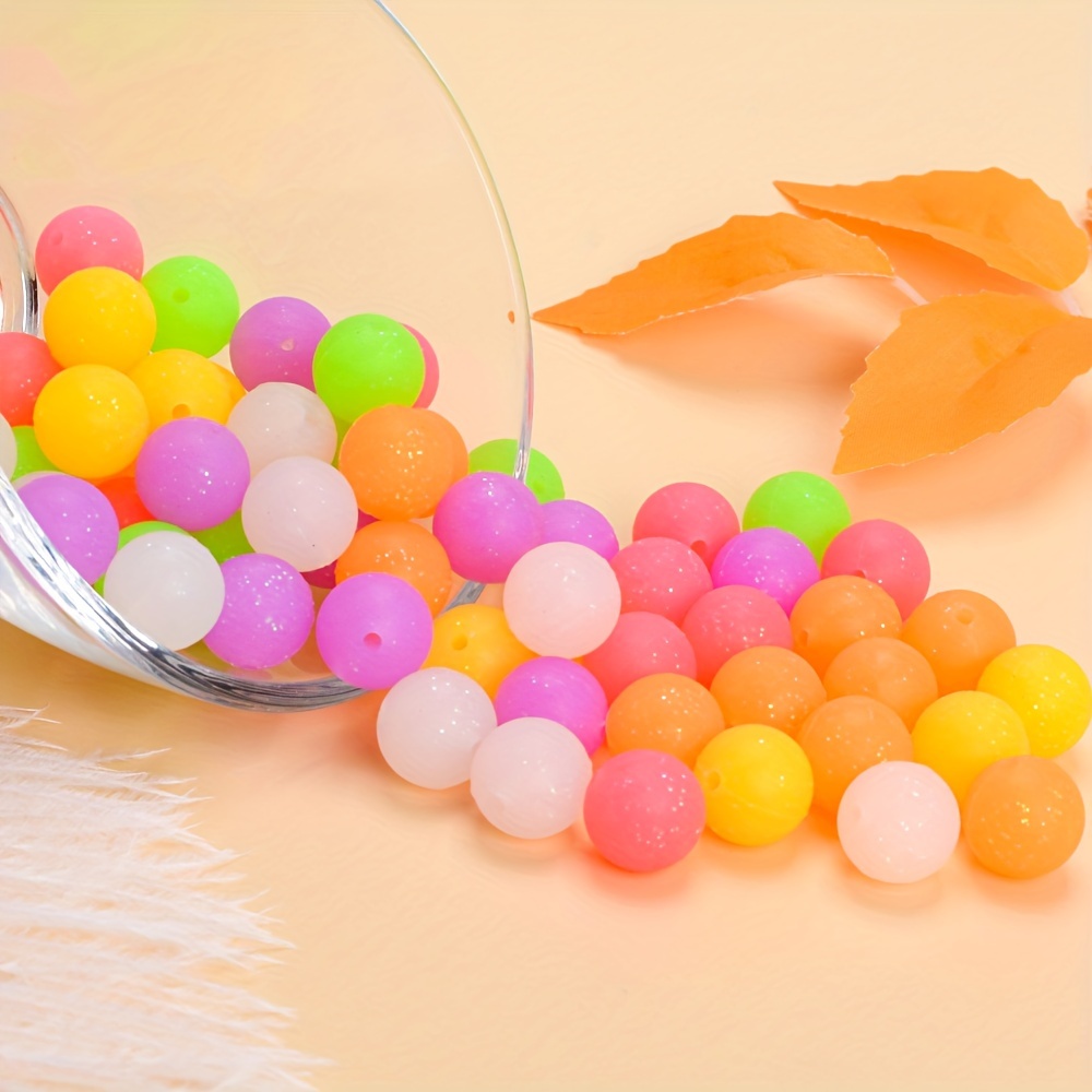 60pcs Glitter Silicone Beads in 6 Vibrant Colors for DIY Jewelry