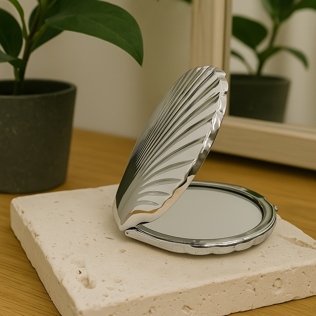 Shell-Style Compact Portable Handheld Makeup Mirror