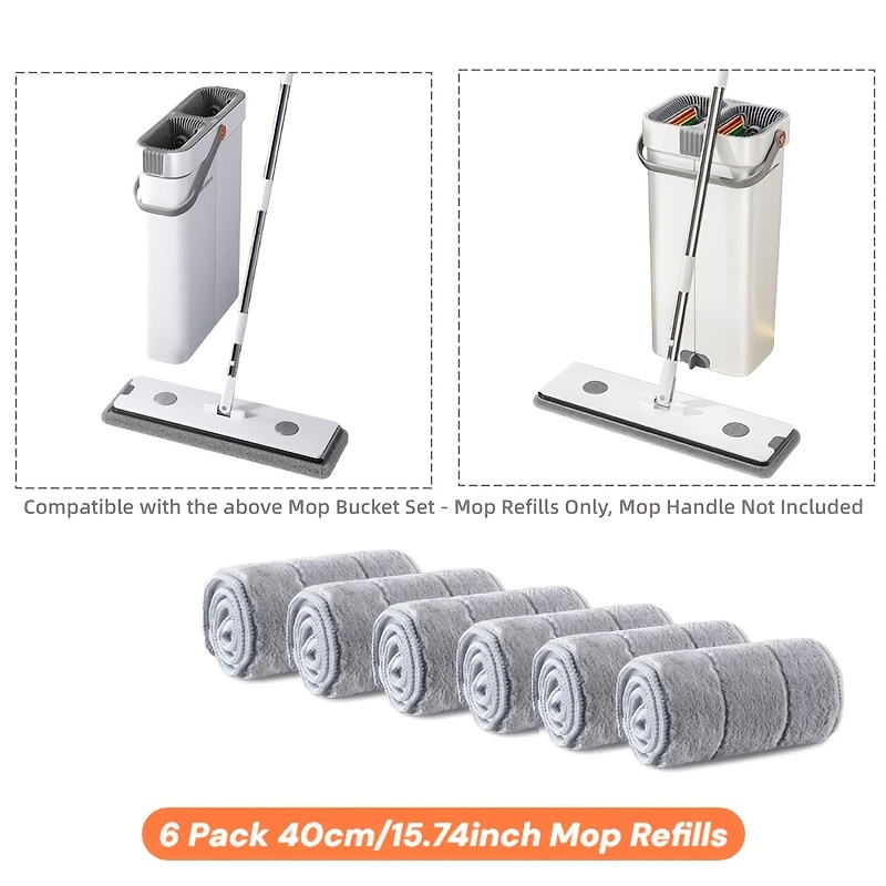 E-shop 4/6 Stück, Wiederverwendbare Mikrofaser Reinigungsmopp Ersatzpad, Flacher Haushaltsmopp 15.7 Zoll X 4.72 Zoll, Waschbar, Hohe Absorption für