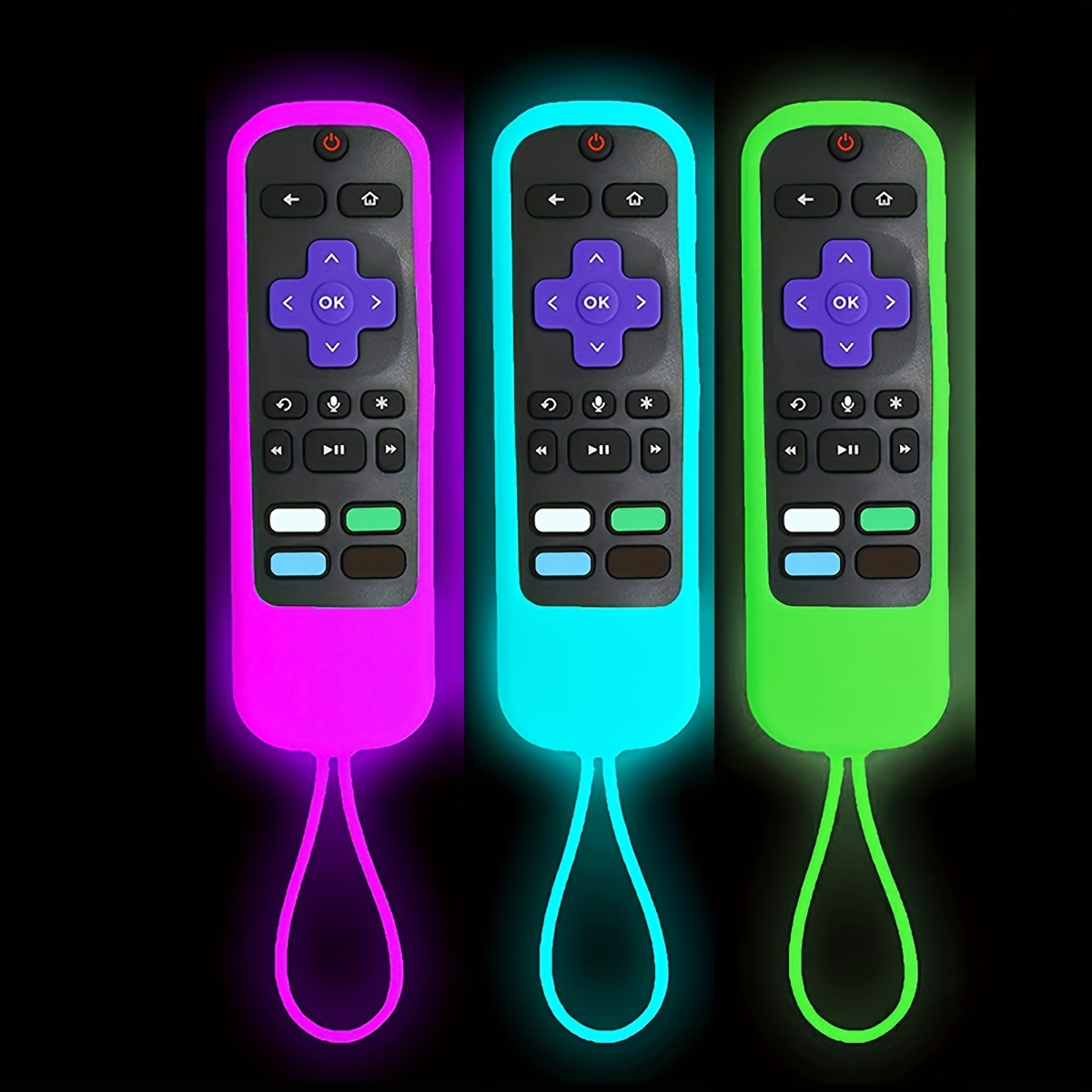 TEMU 3 piezas de fundas de control remoto de silicona que en múltiples con correa, adecuadas para la serie TCL ROKU RC280TV, fáciles de encontrar ,