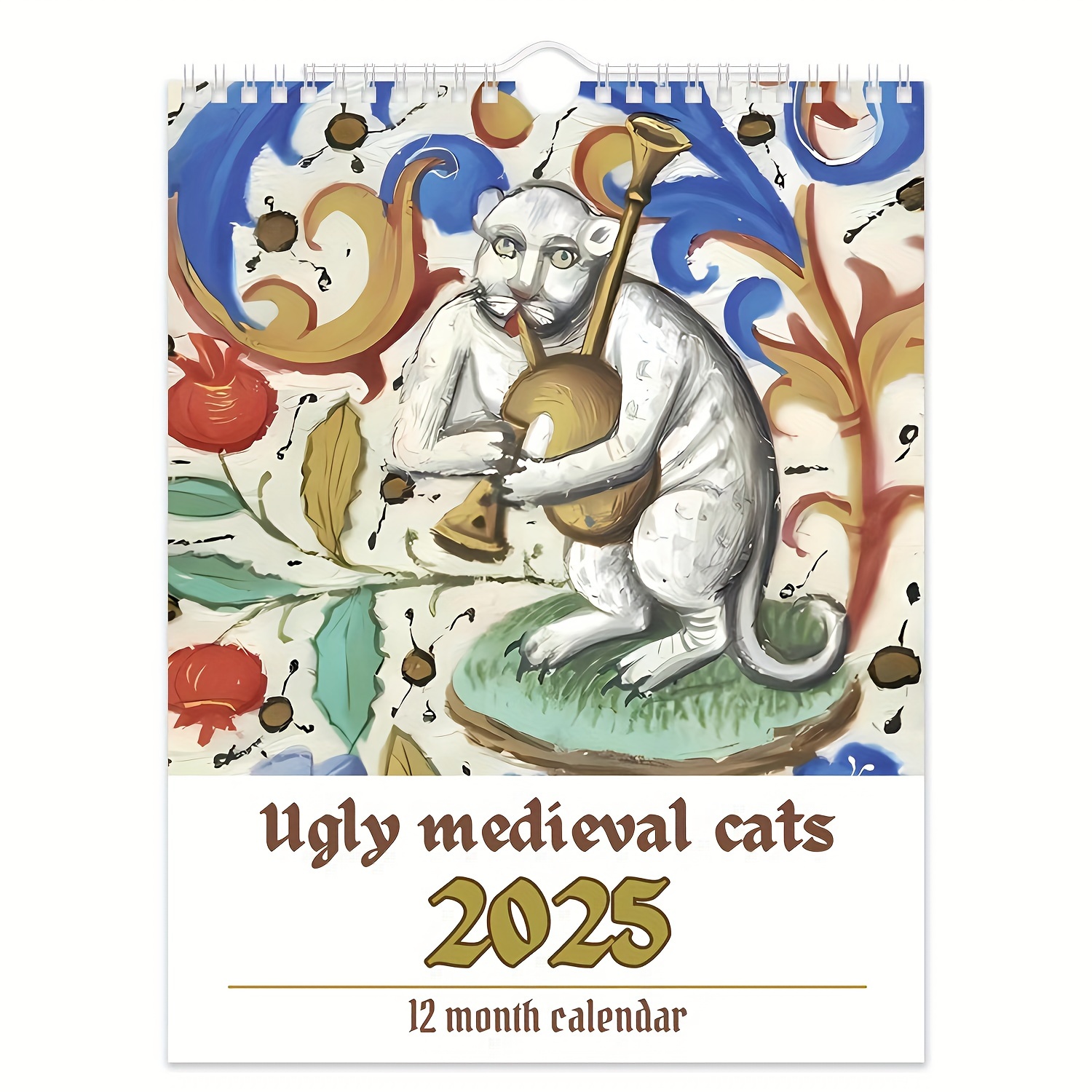 

2025 Medieval Vintage Cat Calendar - Quirky, Ugly Cats Design | Perfect Christmas & New Year Gift For Use, Calendar, Hanging