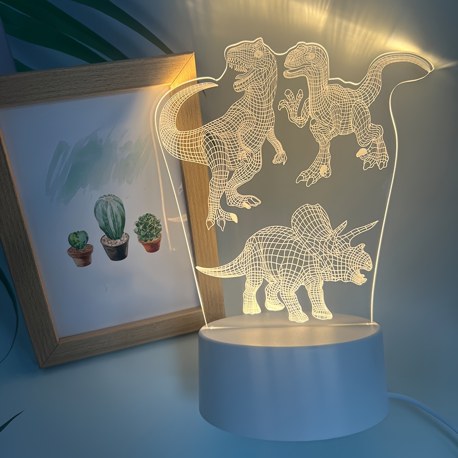 

A 3d Dinosaur Night Light With 3 Stripes, Featuring Soft Warm Single-color Light, Suitable For Valentine's Day, Birthdays, Christmas Gifts, And Bedroom Decoration. Eid Al-adha Mubarak