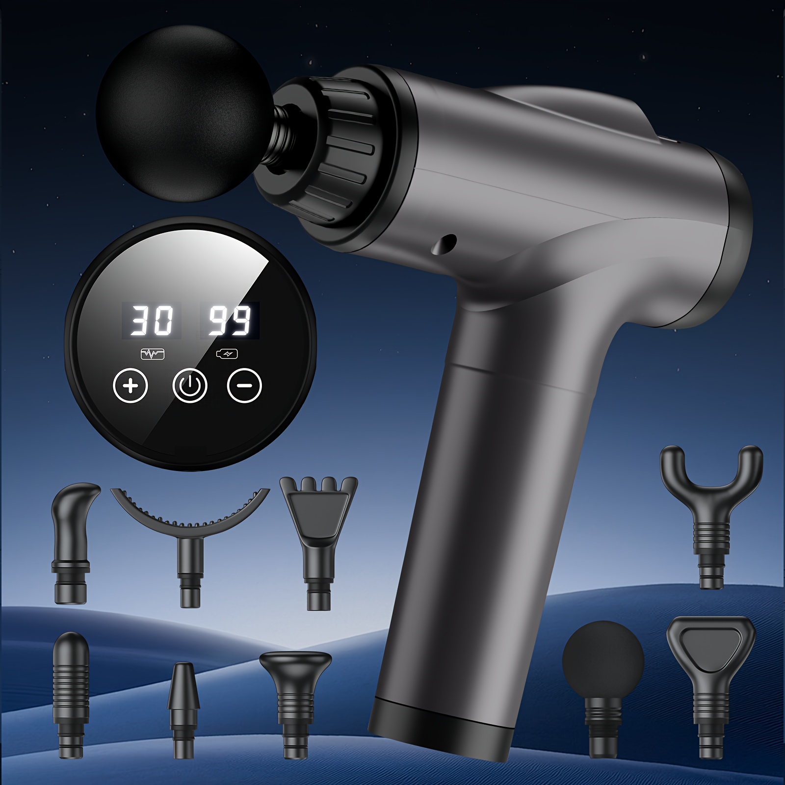 portable deep tissue massage gun with 9 massage heads - handheld suitable for body, back, neck, for gym, for use - long-lasting massager device for s & athletes - health & household