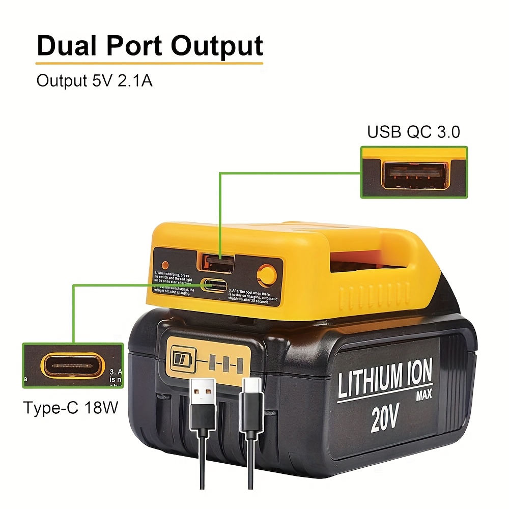 Usb Charger Dewalt Battery To Ac Adapter 1pc Universal Fast
