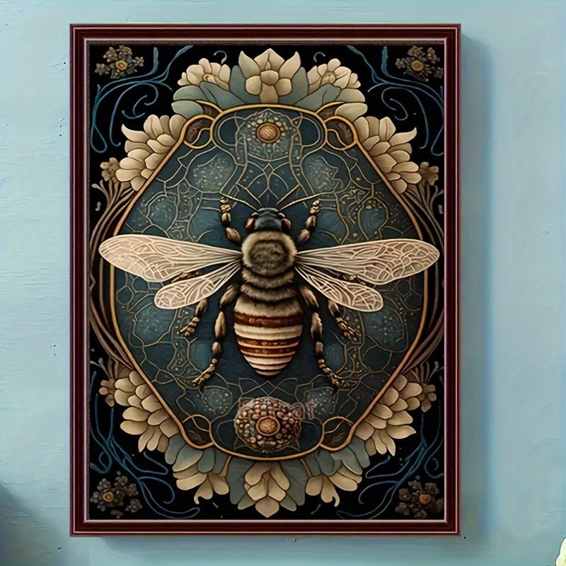 5d Painting, Bee And Flowers, Full Painting, Kit, Decor, Relaxing And Stress- Gift