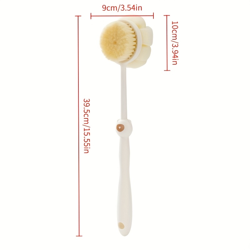 little bear bath brush a dual sided soft bristle back scrubber with a long handle   home use and bathing Product details 5