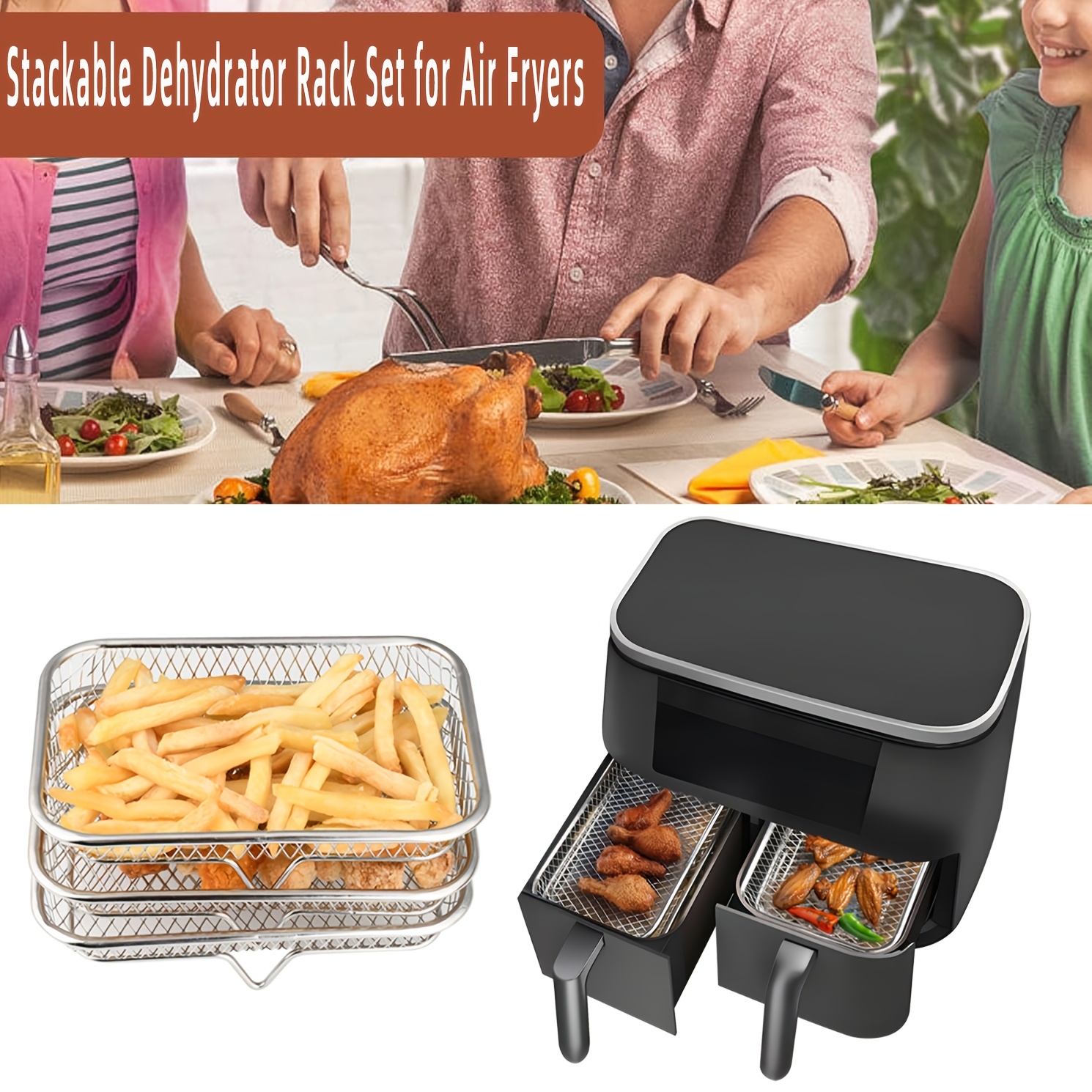 air fryer with deep fryer additions double basket 2 layer fryer rack 304 stainless steel stackable air fryer rack suitable for   af300uk   instant       draw air fryer etc