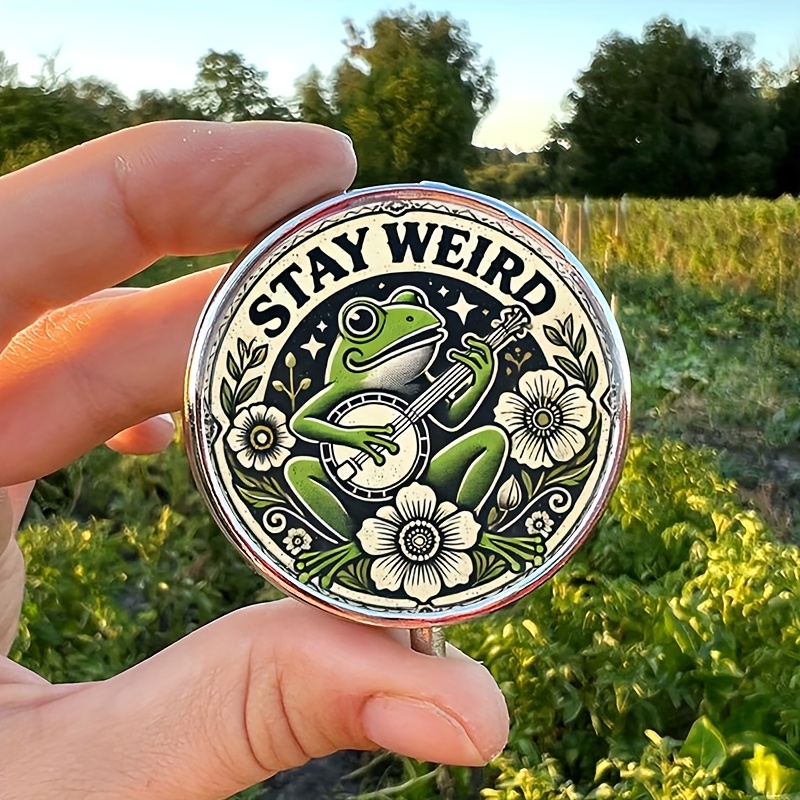 Image of 1pc "" Banjo-playing Frog Round Pill Box - -compartment Pill Organizer, Durable Plastic/metal, Food-safe, Ideal For Pockets & Purses, Perfect Unique Gift For Travel, Pill Box For Purse
