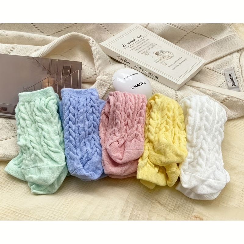 TEMU Juego de 5 de calcetines térmicos de felpa y lujosa - Gruesos y cálidos pantorrilla, para frío, colores vibrantes para combinar, lavables a para