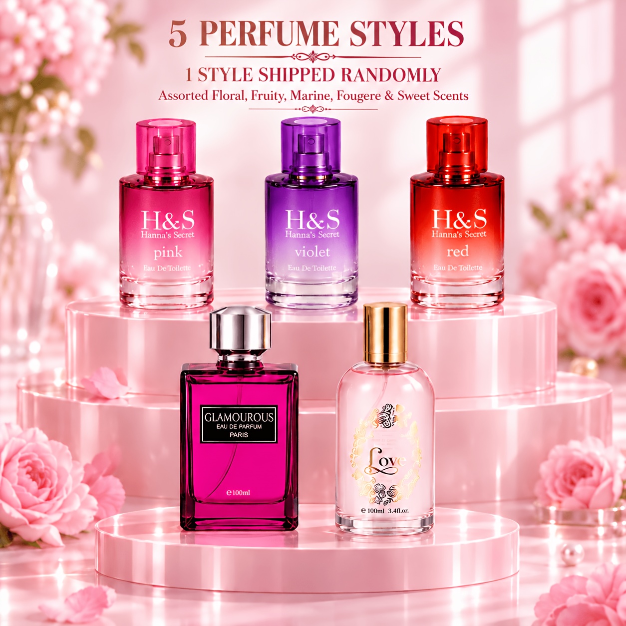 TEMU Luxurious Fragrance Collection - Women's Perfume, Random Color Combinations, Long-lasting Floral Scent, Portable Perfume Gift Box, The For