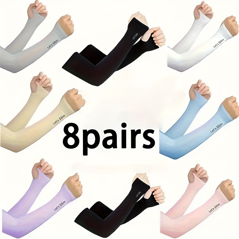 E-shop 8 Paar coole Armstulpen für Damen und Herren, Sommer Reise Armstulpen, atmungsaktiv und elastisch, verschiedene Farben erhältlich