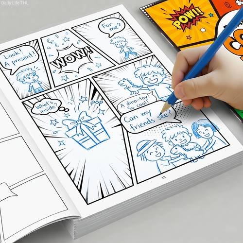 blank comic book for kids to create their own stories 32 themes diy drawing coloring book with templates creative educational gift for boys girls birthday thick paper anti sketchbook for artists illustrators