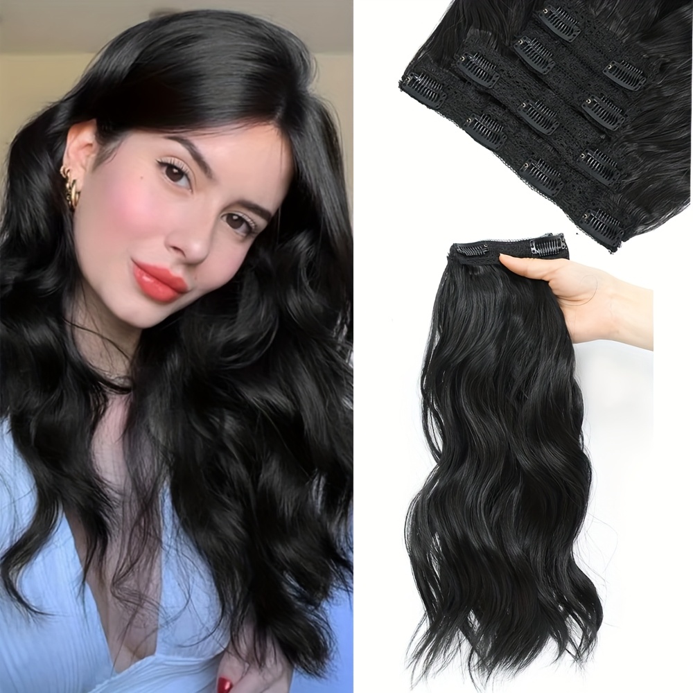 clip in hair extensions for women 14 short curly wavy hair extensions 4pcs invisible lace weft   hairpieces for daily party details 2