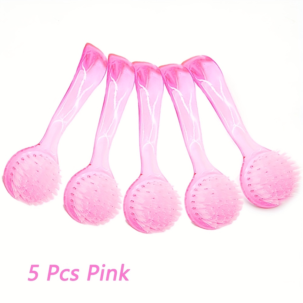 TEMU Paquete de 5 cepillos lavables para limpieza de uñas con mango de plástico de color, producto para eliminar polvo, manicura y pedicura,