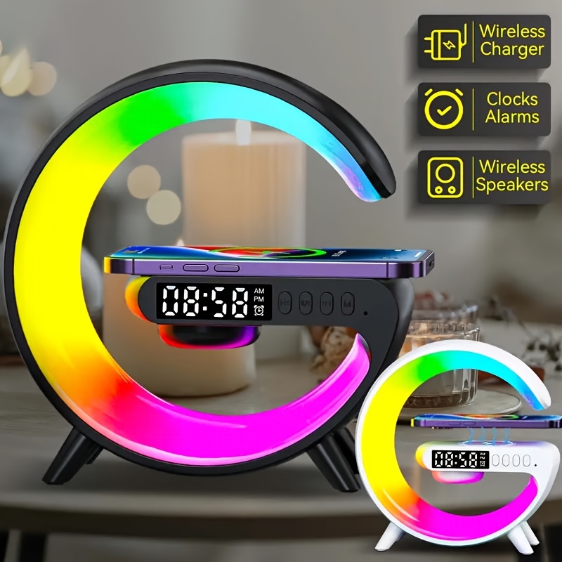 wireless charger led smart speaker for valentines day bt speaker with mood lamp for valentines day gift ideas g63 wireless phone charger speaker with ambient night light best gift for family