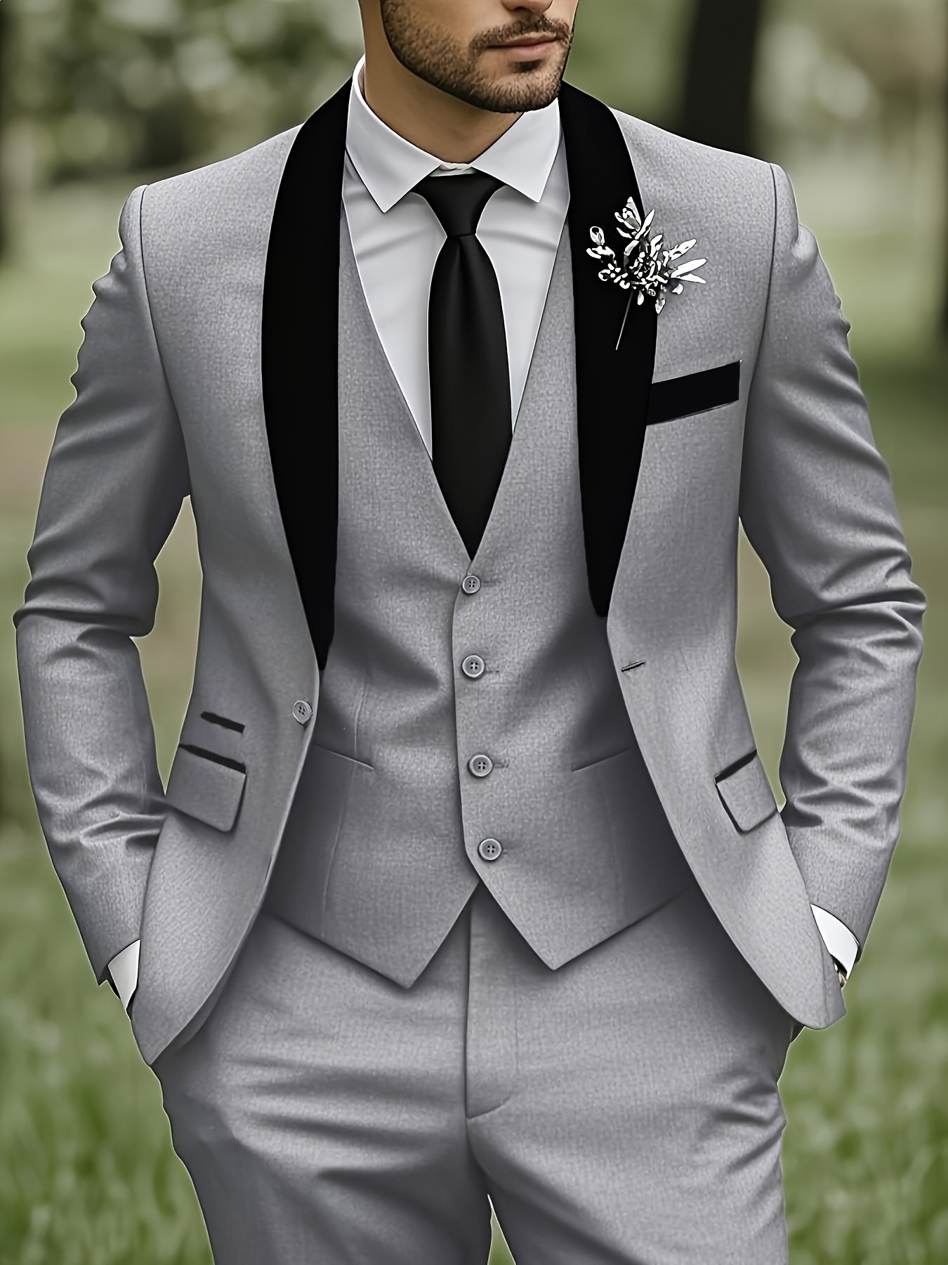 Ensemble trois pièces grande taille pour homme, veste de costume + gilet + pantalon de costume, costume amincissant et cranté, tenue formelle professionnelle d'affaires haut de gamme, robe de mariage pour photo de mariage, marié, banquet, hôte de scène, convient pour les trajets quotidiens au travail, réunion annuelle, fête
