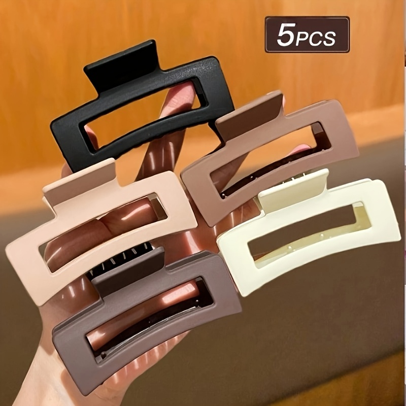 TEMU 5pcs Frosted Hollow Hair Clip, Large 8.5-inch Women's Hair Clip With , Durable And Easy Design, Suitable For Daily Commuting And Home Use