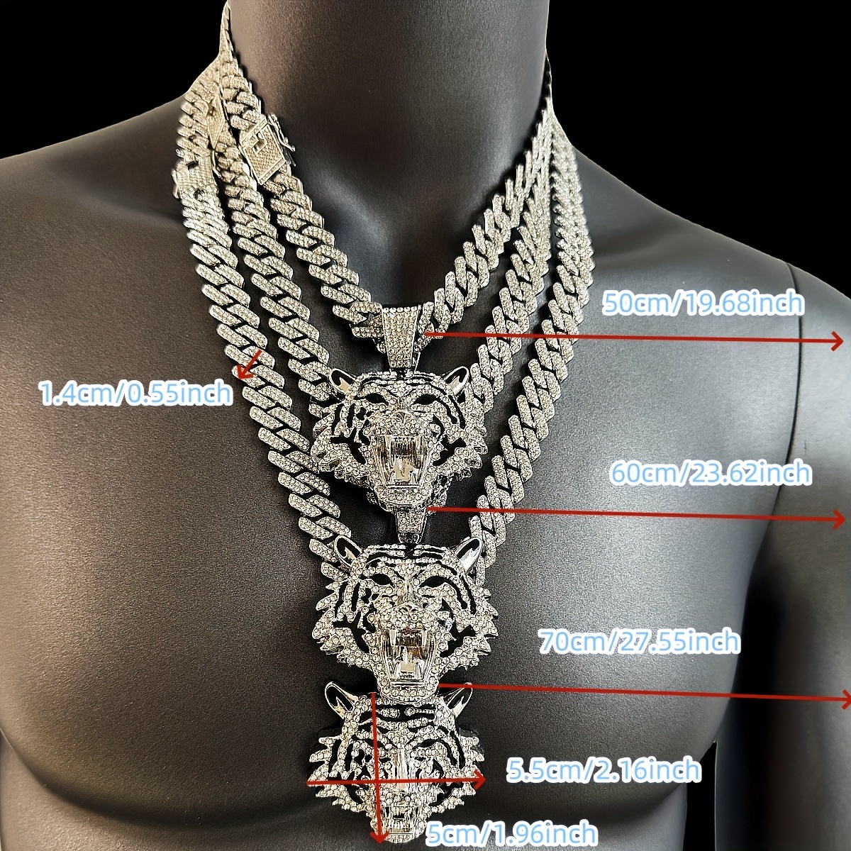 

14mm Wide Cuban Link Chain Necklace With 18k Gold-plated Pendant - Hip Hop Style, Synthetic Zirconia Accents