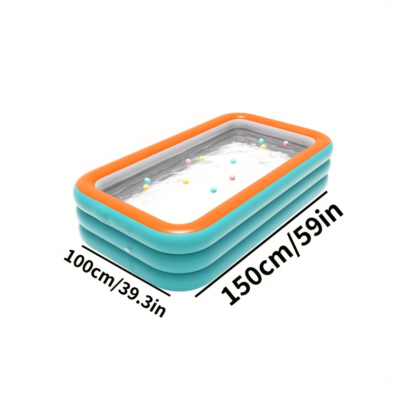 1pc Piscine Gonflable Extra Large à 3 Couches pour Adultes - Parc Aquatique d'Été Durable en PVC, Portable & Pliable avec Design Vibrant Vert-Saumon et Orange, Convient pour 1-3 Personnes, Pas Besoin d'Électricité pour Jardin, Fêtes de Piscine & Rassemblements de la Saint-Valentin, Flotteurs pour Adultes, Esthétique Ludique, Construction Robuste, Événements Sociaux