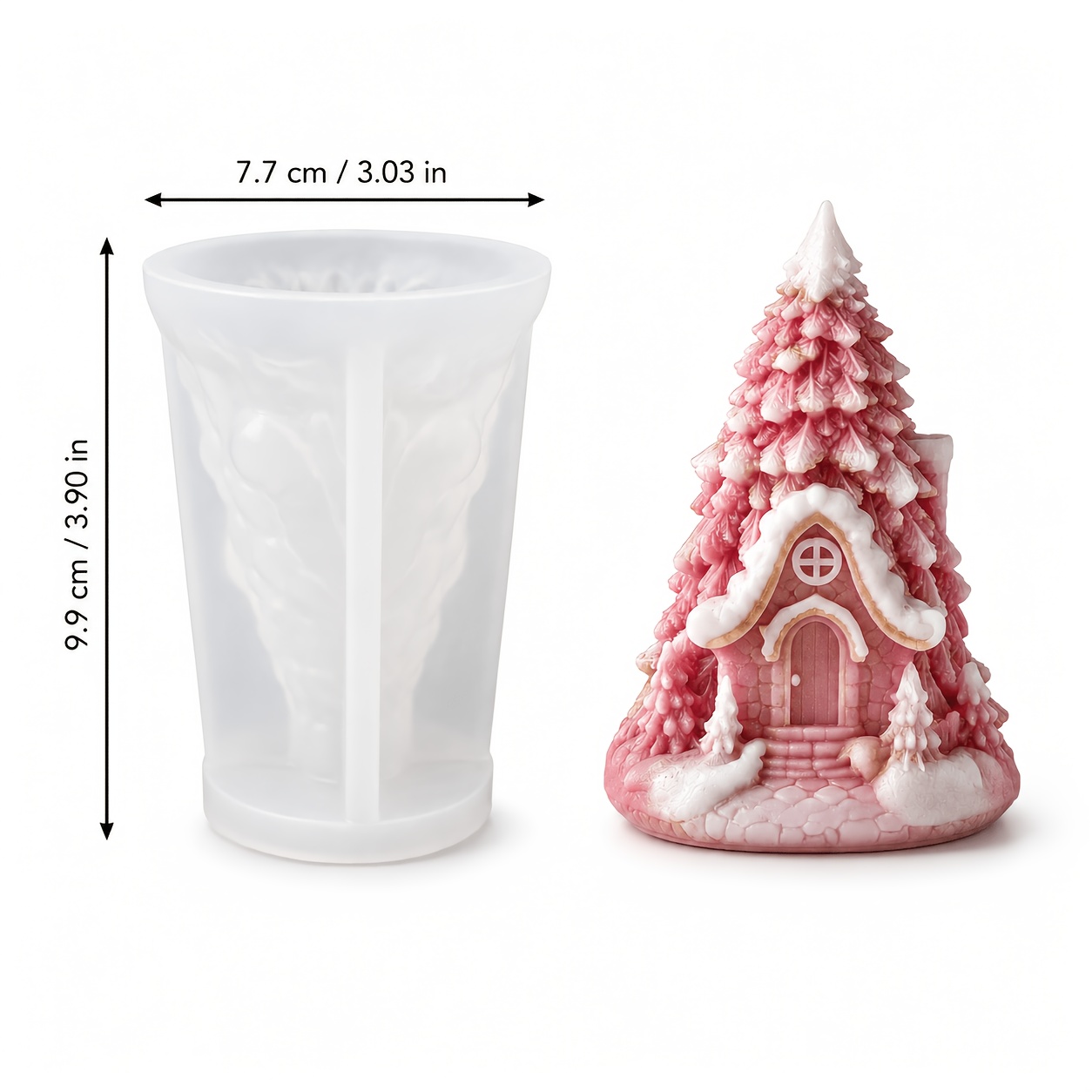TEMU Stampo in silicone resina, stampo in silicone rosa per albero di Natale, stampo 3D per foresta innevata per resina, cera e progetti in gesso,