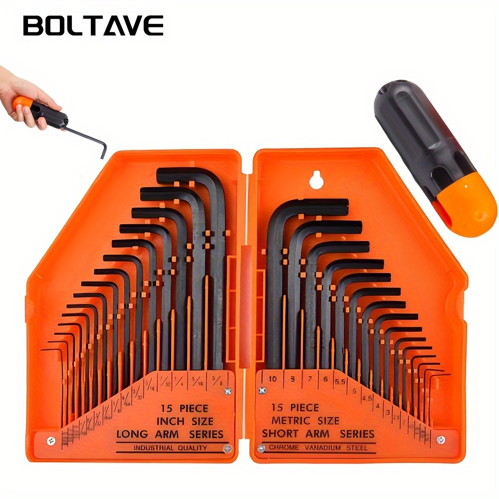 

31pcs Hex Key & Allen Wrench Set With Torque Handle - Sae & Metric, High , Easy Organization