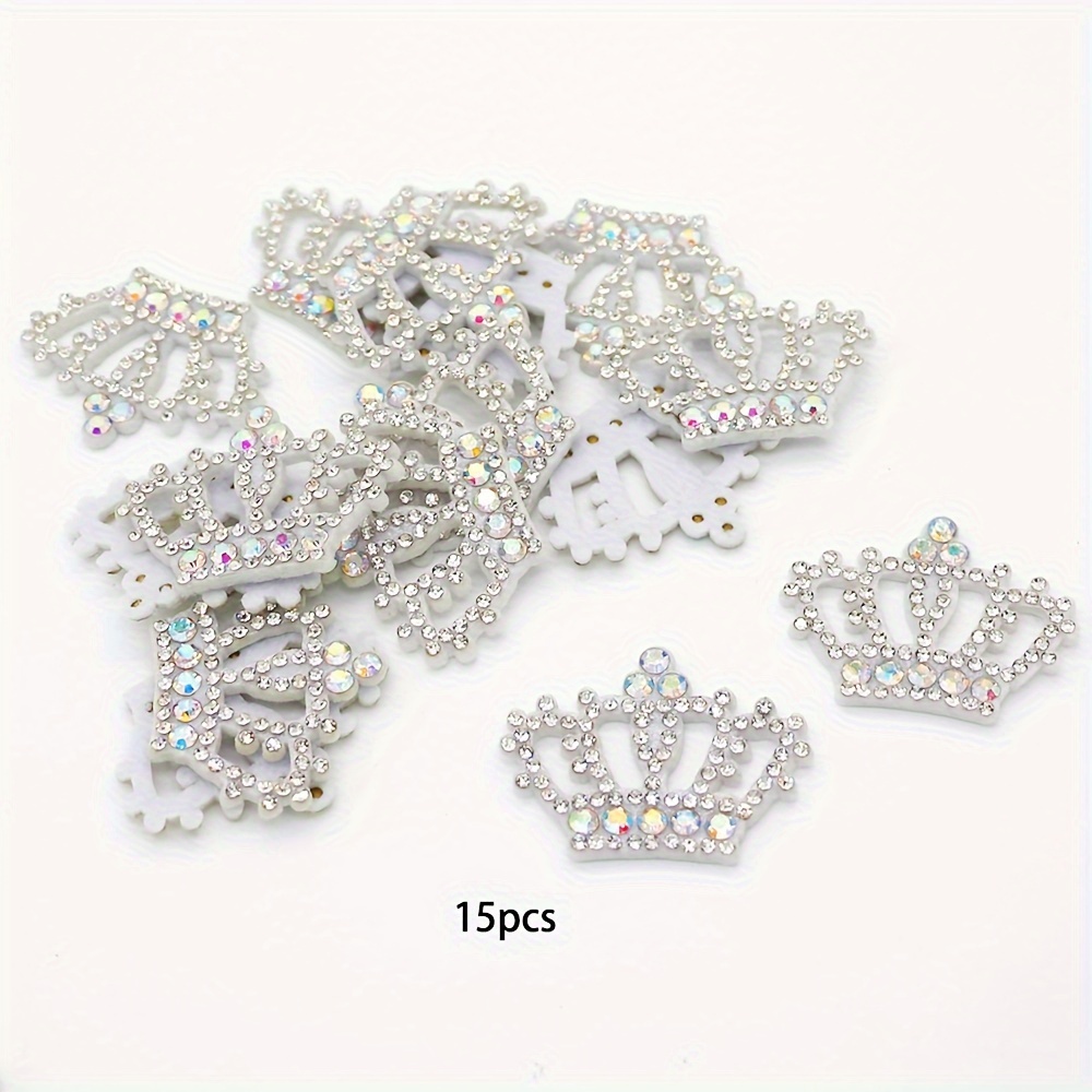 15pcs Assorted Rhinestone Crown Patches For , Shoes, And Hats Decoration