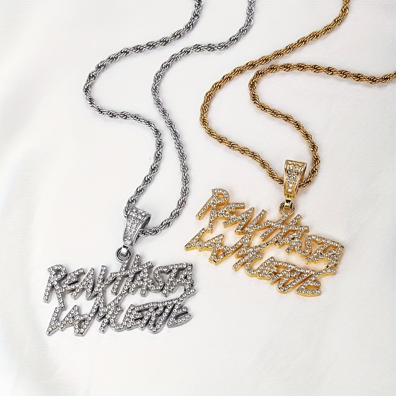 

1 Piece Personalized 'reavhasta Lamuerte' Pendant Necklace, 14k Gold Plated, Design Hip Hop Street, Suitable For Wear Birthday Gift For Music Festivals And Other , Boutique Gift Box.