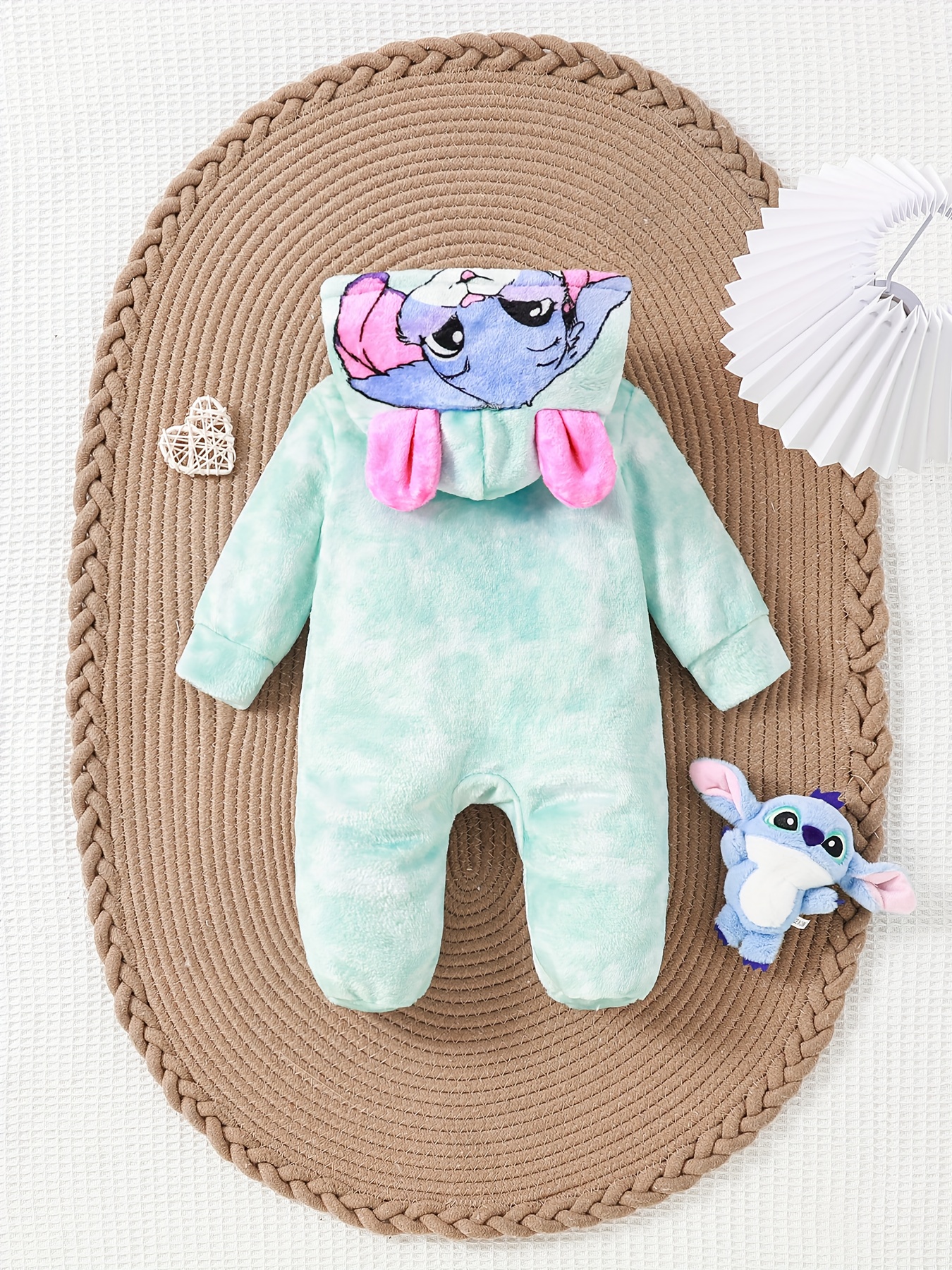 Lichtgroene tie-dye pluche romper voor pasgeboren meisjes