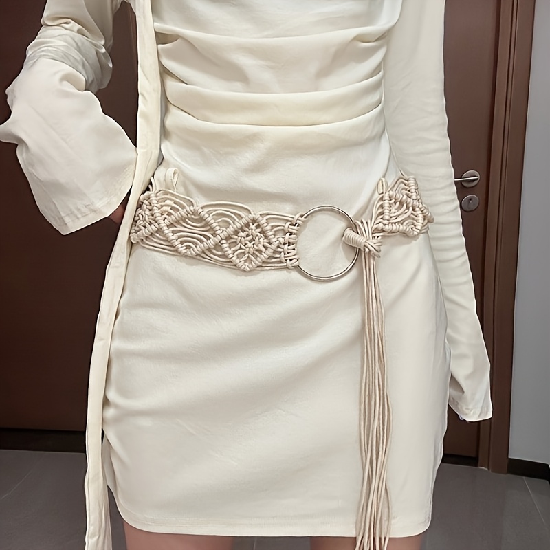 TEMU 1 cinturón para mujer, cordón de cintura con estilo , cinturón ajustable vintage Y2K, diseño elegante, cinturón versátil para faldas, adecuado