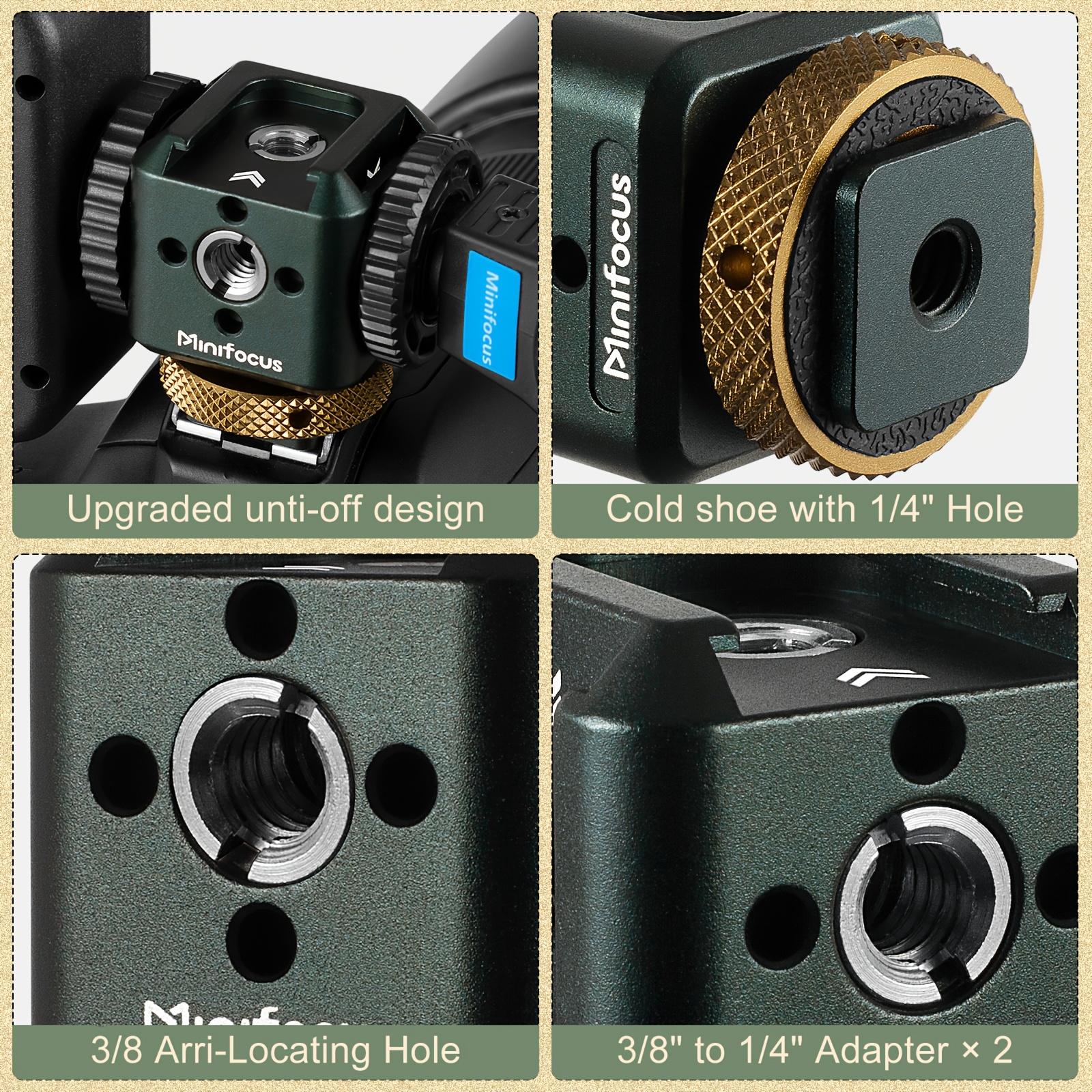 supporto di estensione per flash con interfacce per fredda, di estensione multifunzionale adatta per per fotocamere, unità flash, luci led, monitor, microfoni, ecc. realizzato in di alluminio qualità, non richiede batterie Dettagli dell'articolo 4
