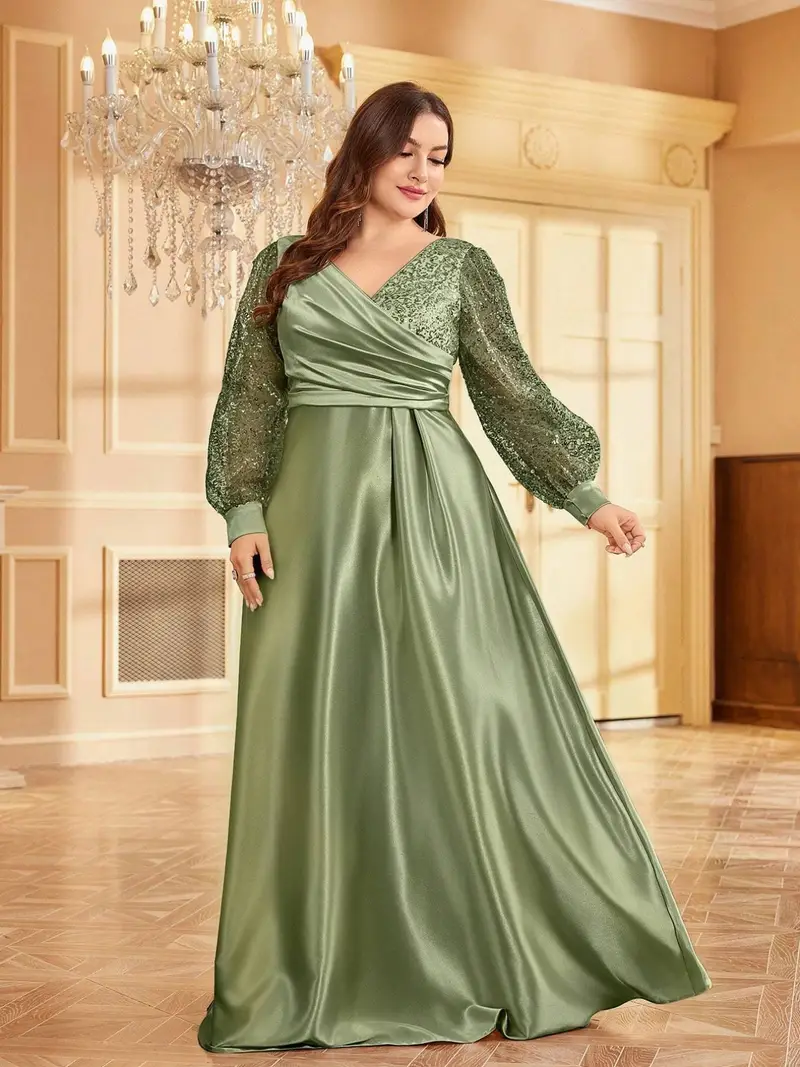 plus size plus size high quality satin sequined v neck a - Temu plus size plus size high quality satin sequined v neck a - Temu