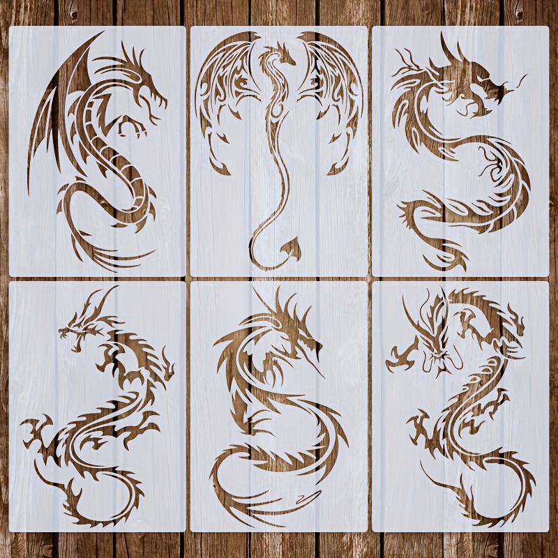 TEMU 6 pezzi Stencil Medio Pittura, Template Pittura Riutilizzabili, Stencil Animali, Stencil Volante, per Creazione , Tessuto, Tela, Muri, Mobili e