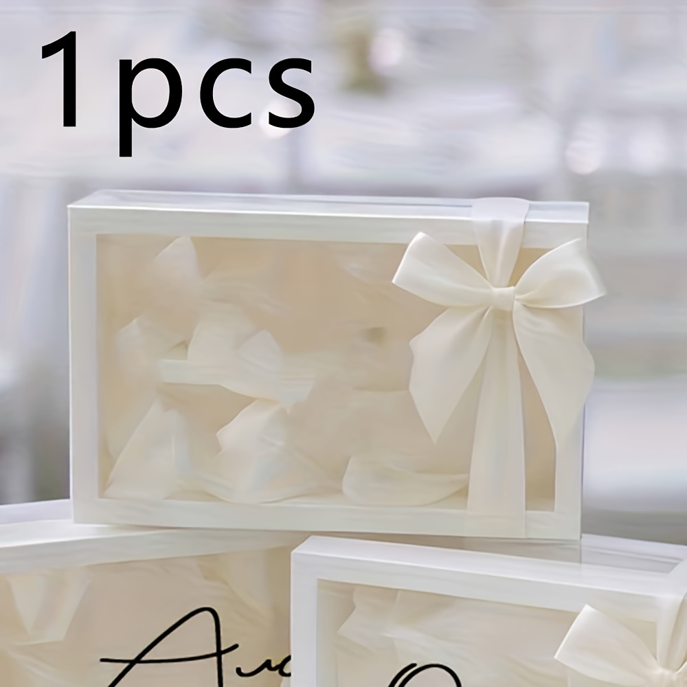 TEMU Boîte à proposition de d' et avec personnalisés, boîte cadeau unique pliable de style tiroir avec couvercle transparent et fermeture à ruban -