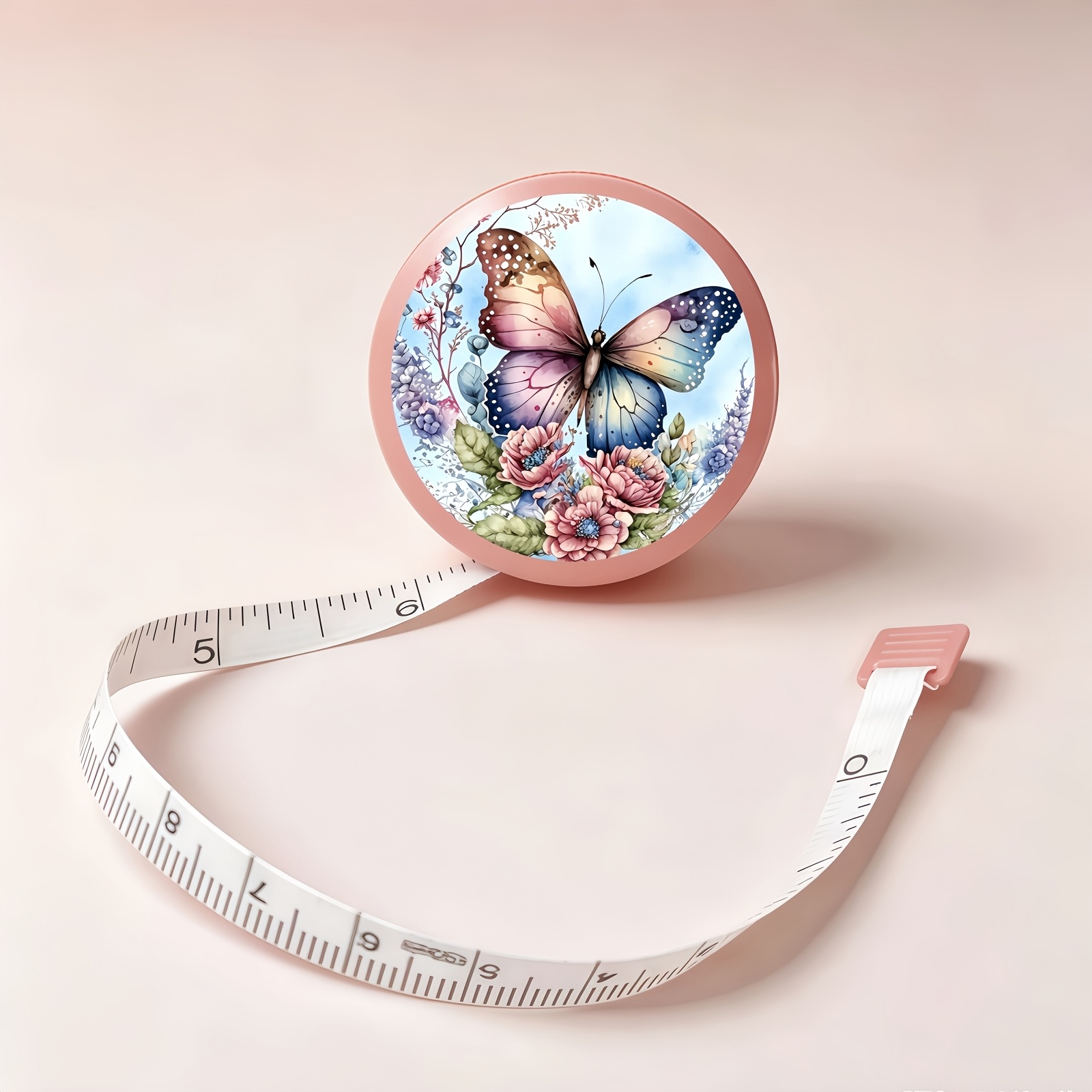 TEMU 1 X 150cm/60-inch Dual-scale Floral Print Retractable Mini Portable Soft Leather Tape Measure For Home, Body Measurements, Tailoring, Sewing,