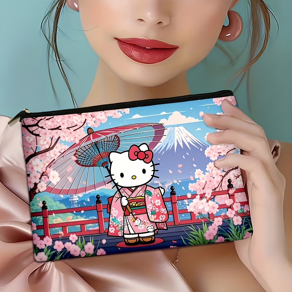 

Sanrio" 1pc Polyester Cartoon Cosmetic Bag - Multifunctional Travel Storage Bag For Cleaning Supplies, Hygiene Products . For Christmas, Halloween And Birthday Gifts.