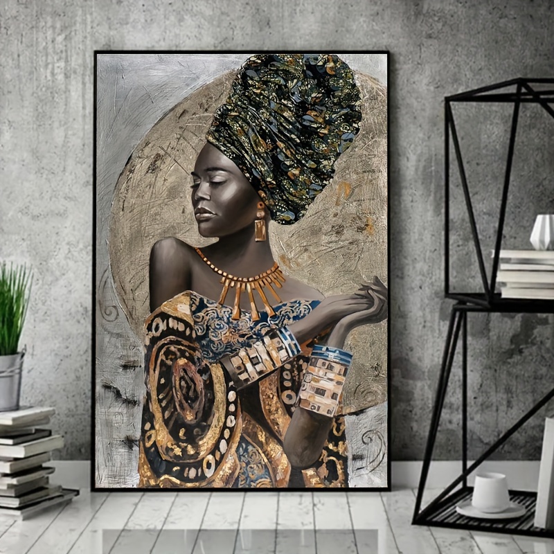 

Modern Abstract African-inspired Canvas Wall Art, Frameless Golden And Black Print, Elegant Home Decor Poster For Bedroom And Living Room, 31.49 X 47.24 Inches - 1 Piece