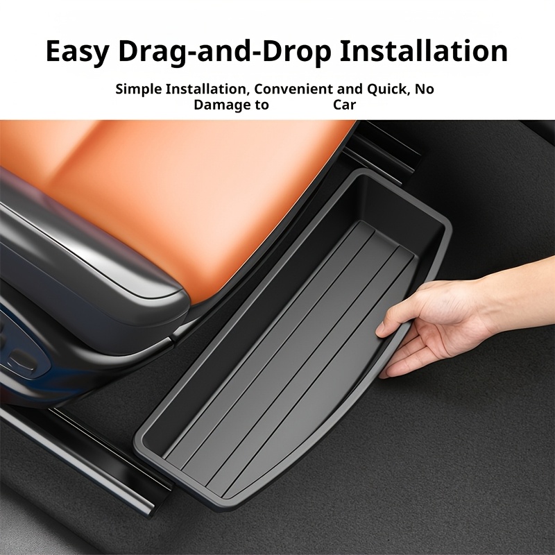 Under Car Seat Abs Storage Box, Fits Most Car Models, Front And Rear Seat Space Organizer, Hidden Tray, Efficient Car Part Storage, Car Organizer